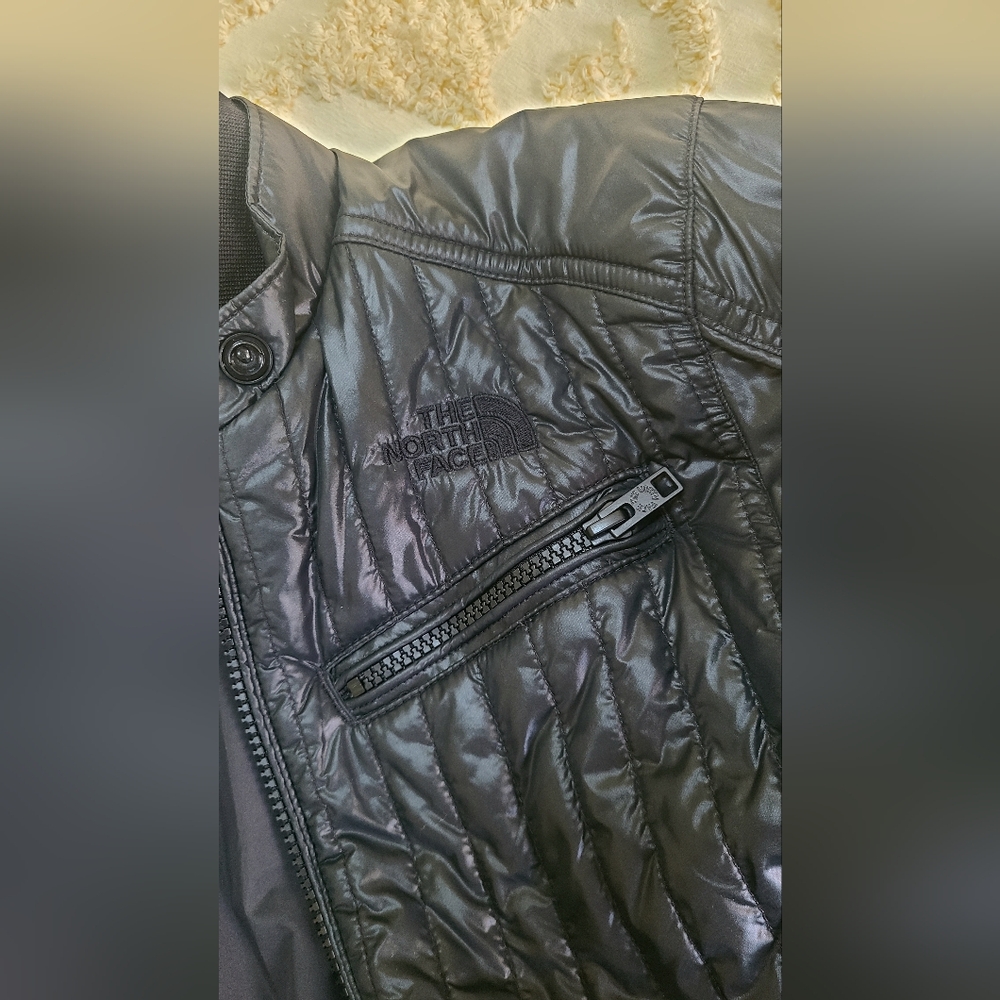 The North Face Black Fitted Quilted Puffer Moto Style Jacket Size S Excellent! - Picture 8 of 16